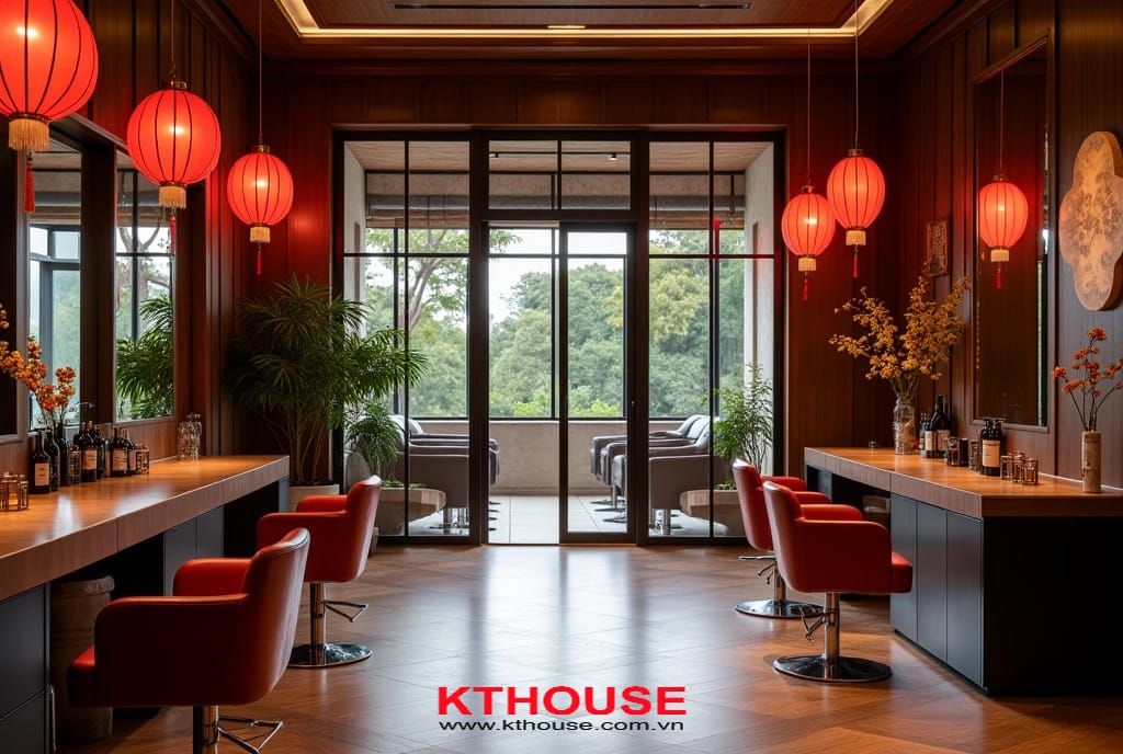 Thiết kế salon tóc theo phong cách Trung Hoa hiện đại