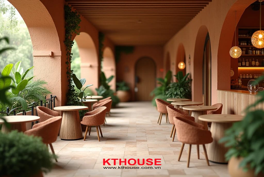 Thiết kế quán cafe mang phong cách hữu cơ hiện đại