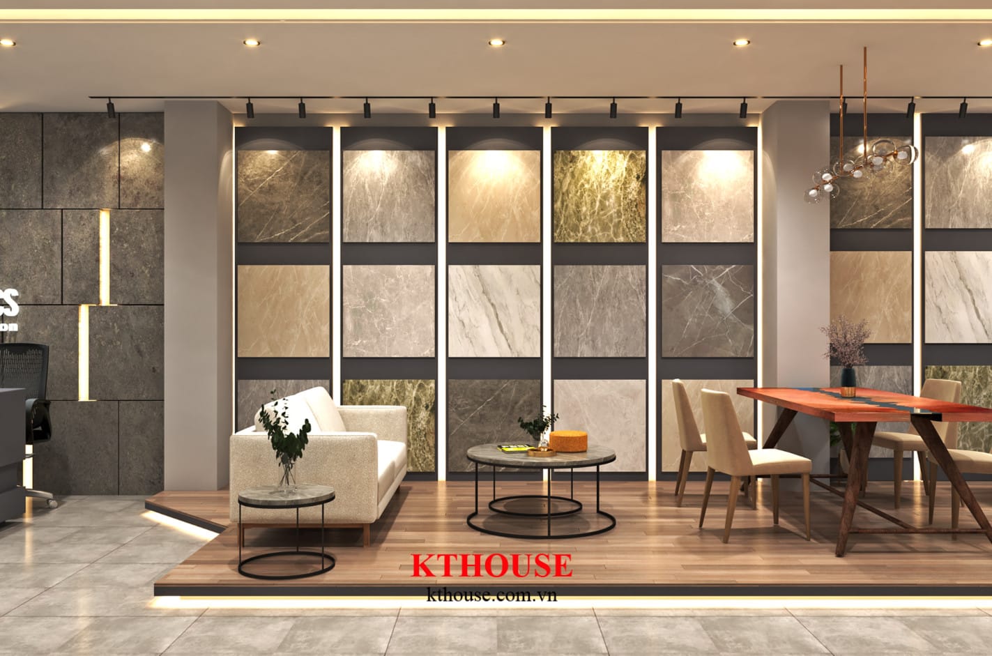 Thiết kế thi công showroom trang thiết bị vật liệu nội thất xây dựng