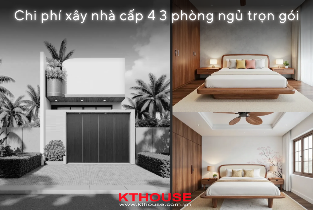 Chi phí xây nhà cấp 4 3 phòng ngủ trọn gói